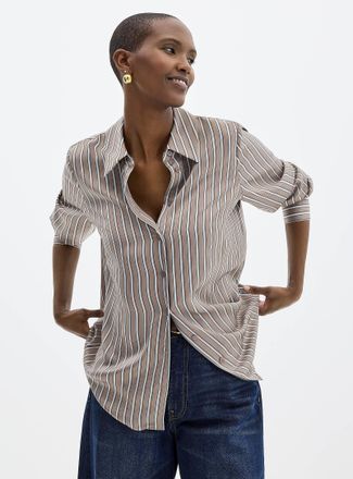 Contemporaine Womens Satiny banker-stripe shirt