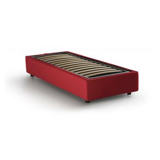 Talamo Italia Cama Individual Caterina, Cama Contenedor Con Revestimiento De Tela, 100% Made In Italy, Apertura Frontal, Adecuado Para Colch&oacute;n Cm 80x200, Rojo, Con 