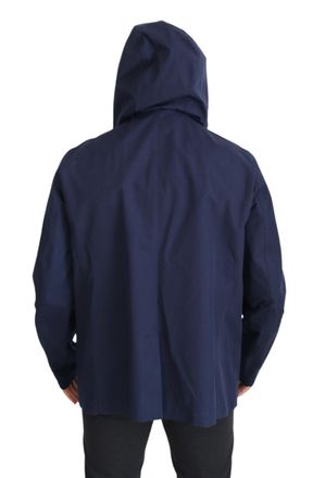 Dolce & Gabbana Mens Blue Hooded Double Breasted Coat Jacket Polyester Clothing