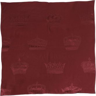 Dolce & Gabbana Mens Maroon Silk Crown Square Men Foulard Scarf - One Size