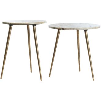 Light & Living Light & Living Juego De Mesas Auxiliares Zeca Taupe M&aacute;rmol Y