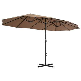 Berkfield Home Outdoor Parasol with Aluminium Pole 460x270 cm Taupe in Beige