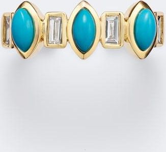 Shay Jewelry Riviera 18kt gold ear cuff with turquoise and diamonds