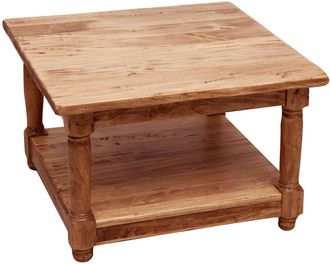 Biscottini International Biscottini - Mesita Cenicero De Estilo Country De Madera Maciza De Tilo Armaz&oacute;n Blanco Envejecido Plan Acabado Con Efecto Natural 70x70x45 C