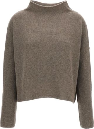 Lisa Yang Rolled Mock-neck Kasjmier Trui - Dames - Cashmere truien - Beige - XS - Kasjmier - Truien & Vesten