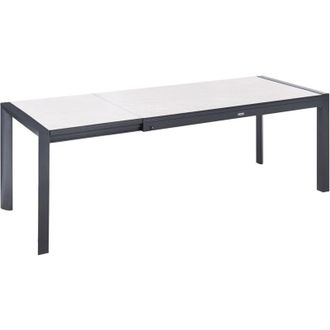 Beliani Tavolo da giardino allungabile con piano in HPL in alluminio 160/220 x 90 cm Resistente ai raggi UV, allacqua e alla ruggine Beige Binasco