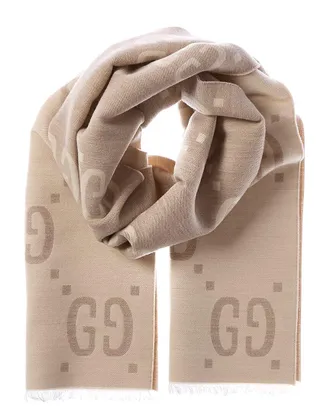Gucci Gg Jacquard Wool & Silk-Blend Scarf