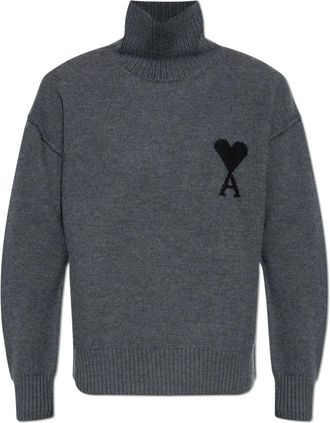 Ami Truien & Vesten, unisex, Grijs, XL, Wol, Wollen coltrui