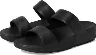 FitFlop Lulu Leather Slides Womens Wedge Shoes All Black : 11 M (B)