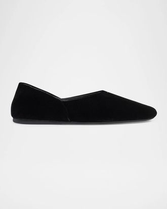 Khaite Jane Pebbled Suede Flats