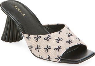 Cecelia New York Cadsbury Sandal in Oat/Black Bow at Nordstrom, Size 9.5