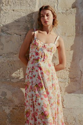 Maeve Sweetheart Printed Midi Dress