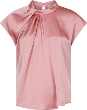 Neo Noir Fleur Drapy Satin Blouse - Dames - Blouses - Roze - L - Satijn - Overhemden