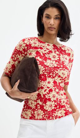 Lauren Ralph Lauren Womens 3/4-sleeve two-tone flowers T-shirt