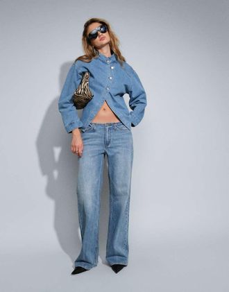 Good American Ghost - Jeans ampi a vita bassa color indaco chiaro-Blu