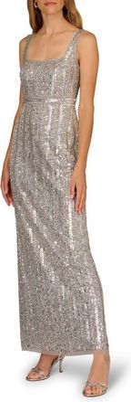 Aidan Mattox Sequin Sleeveless Gown in Silver at Nordstrom, Size 10