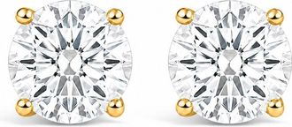 House of Brilliance IGI Certified 14K Yellow Gold 3.00 Cttw Lab Grown Diamond 4 Prong Set Solitaire Stud Earrings