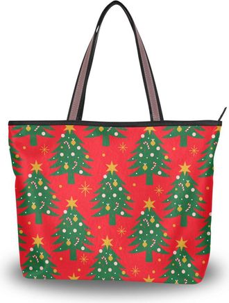 Alaza Large Tote Bag, Women Shoulder Bag Big Capacity Casual Handbags, Christmas Tree Shopping Tote Bag with Pockets Zip,L