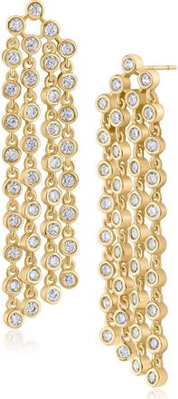 Kenneth Jay Lane Bezel Cubic Zirconia Fringe Earrings in Gold Plated at Nordstrom