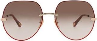 Chlo&eacute; 58mm Round Sunglasses in Gold Gold Brown at Nordstrom Rack