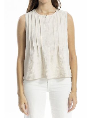 Max Studio Pleated Button-Front Blouse