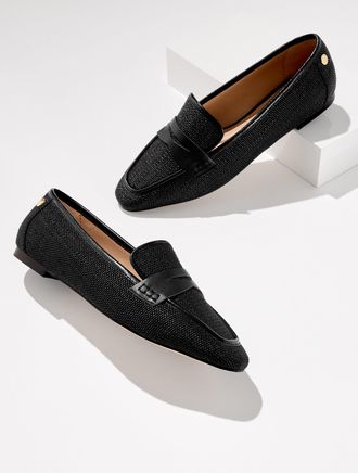 Talbots Erin Straw Raffia Loafers - Black - 10 1/2 M Talbots