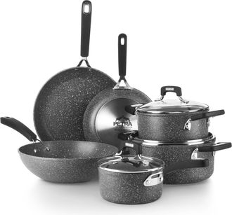 KASANOVA Batteria 9 pezzi perfetta per induzione New Petra Dark