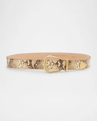 Streets Ahead June Snake-Print Leather Belt