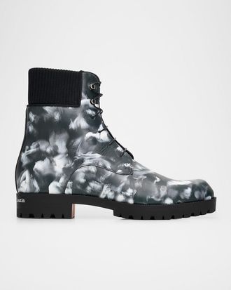 Christian Louboutin Men & apos;s Trapman TCT 2 Moises Leather Lug Sole Lace-Up Boots