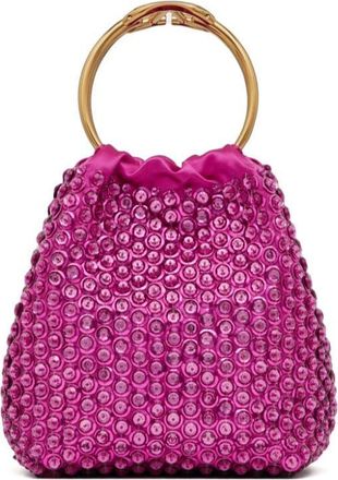 Valentino Garavani small Carry Secrets embroidered bucket bag - women - Lambskin/Silk/Viscose/Metal/Silk/Viscose - OS - Pink