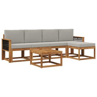 vidaXL Conjunto De Sof&aacute;s De Exterior 6 Pcs Natural Y Gris Claro Vidaxl