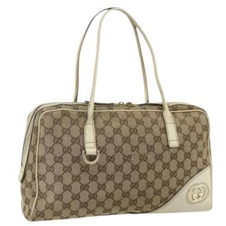 Gucci Pre-owned Handbags, female, Beige, Size: ONE SIZE Pre-owned Vintage Tote Bag