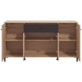 Dmora Credenza Settime, Madia un Cassetto, 3 Ripiani, Apertura Battente e Scorrevole, 170x40x90h cm Marrone Rovere Nodi