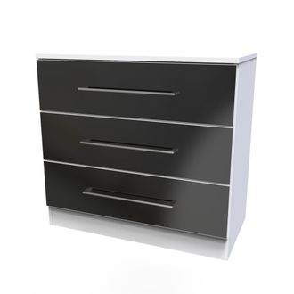 Welcome Furniture Wellington Ready Assembled Chest of Drawers with 3 Drawers - Black Matt & White - Welcome Furniture | TJ Hughes