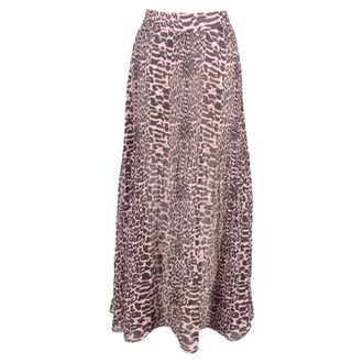 Ganni Ganni Pleated Georgette Maxi Skirt in Animal Print Polyester