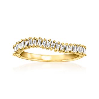 RS Pure by Ross-Simons Baguette Lab-Grown Diamond Wavy Ring in 18kt Gold Over Sterling