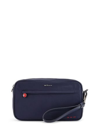 Kiton Nylon Clutch Bag With Iconic Logo Embroidery