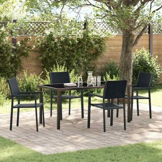 vidaXL Conjunto De Comedor De Jard&iacute;n 5 Pcs Negro Polirat&aacute;n Vidaxl
