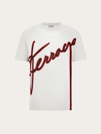 Ferragamo White Cotton Logo Sweater, Size L