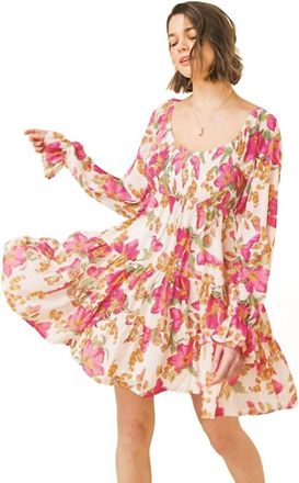 Flying Tomato Floral Print Mini Dress In Ivory