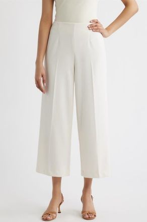 Anne Klein Pull-On Crop Wide Leg Pants in White Dove at Nordstrom, Size X-Large P