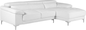 Vente-Unique Sof&aacute; rinconera de piel SOLANGE - Color blanco - &Aacute;ngulo derecho
