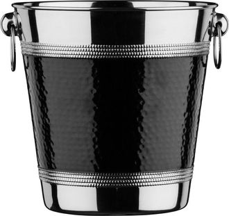 Premier Housewares 0507784 Secchiello per Champagne/Vino in Acciaio Inox Effetto Martellato Banda Nera