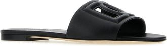 Dolce & Gabbana Womens Vit.liscio Slide Heel Black Calf Calfskin