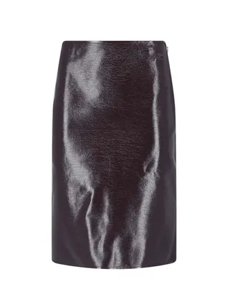 Courr&egrave;ges Glossy Black Mini Skirt with Embossed Logo Detail