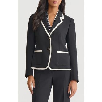 Kasper Two Button Jacket in Black/Vanilla Ice at Nordstrom Rack, Size 16P