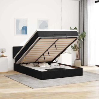 vidaXL Estructura De Cama Otomana Con Colch&oacute;n Terciopelo Negro Vidaxl