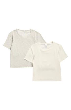 Yogalicious 2-Pack Tara Heavenly Rib Crop T-Shirts in Heather Grey/Sugar Swizzle at Nordstrom Rack, Size Small