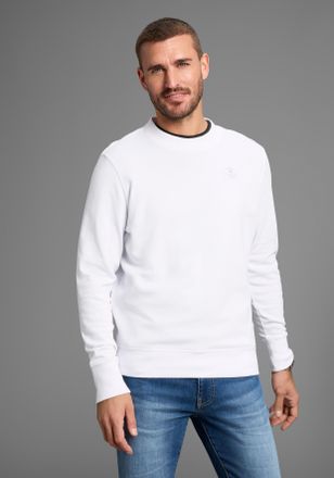 DELMAO Sweatshirt DELMAO, Herren, Gr. 4XL (68/70), weiss (wei&szlig;), angeraute Sweatware, Obermaterial: 60% Baumwolle, 40% Polyester, unifarben, Basic, regular f