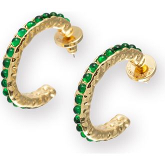 Classicharms Serena Molten Gemstone Hoop Earrings in Gold/green at Nordstrom